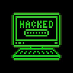 Aufkleber - pixel art 8-bit hacked computer. hacking account and password. message that you hacked - editable is
