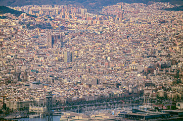 Wall Mural - Barcelona city view from airplane