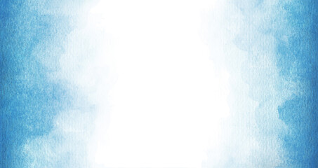 Poster - Abstract light blue watercolor for background. Stain artistic handmade on textured paper used as being an element in the decorative design of header, brochure, poster, card, cover or banner.