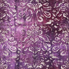 Luxury purple and tan damask seamless pattern. High quality illustration. Mysterious and luxurious grape and beige colored ornamental textured pattern swatch. Fancy and glamorous romantic design.