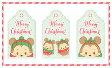 Merry Christmas Tags Cute Mickey And Minnie Mouse Drawing For Winter Season