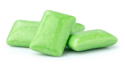 green chewing gum isolated on white background