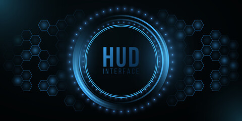 Poster - futuristic hud interface and glowing hexagonal pattern. system data. modern ui display. high-tech pa