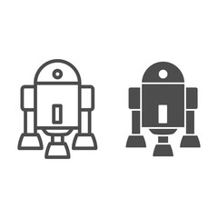 Poster - Android Robot line and solid icon, Robotization concept, Android symbol figure sign on white background, robot silhouette icon in outline style for mobile concept and web design. Vector graphics.