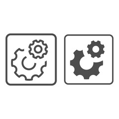 Poster - Gears line and solid icon, Robotization concept, two cog wheel sign on white background, Cogwheel and development icon in outline style for mobile concept and web design. Vector graphics.