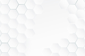 Poster - abstract white background of embossed surface hexagon, honeycomb white background ,light and shadow.