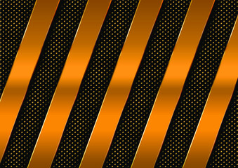 Poster - Abstract 3D metallic gold bars on perforated metal design. 3d realistic illustration. Luxury golden line background in 3d abstract style. Premium Gold poster luxury design. Vector Illustration