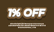 1 percent sale discount promotion text 3d chocolate