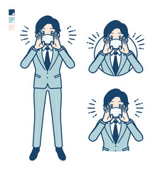 Wall Mural - simple suit businessman mask_Calling-out-loud