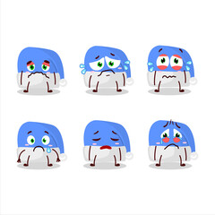 Sticker - Blue santa hat cartoon character with sad expression