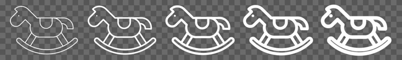 Wall Mural - rocking horse icon set white | rocking horse vector illustration set | wooden rocking horse icons is