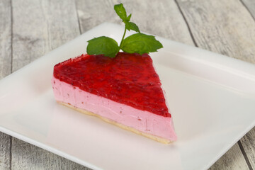 Wall Mural - Soft Raspberry cheesecake served mint