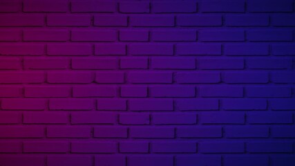 Wall Mural - Neon light brick wall texture slide effect. footage 4K resolution.