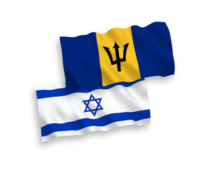 Flags of Barbados and Israel on a white background