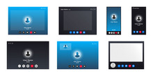 Video Call Screen Template. Stream, Web Chatting, Online Meeting Friends. Video Chat, Conference User Interface. Coronavirus, Quarantine Isolation. Stay, Work From Home. Talking By Internet Window