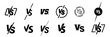 Set of versus logo letters. Versus Or VS Letters Logo & symbol design template. VS letters for sports, fight, competition, battle, match, game. Flat black font Versus Icon