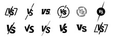 Set Of Versus Logo Letters. Versus Or VS Letters Logo & Symbol Design Template. VS Letters For Sports, Fight, Competition, Battle, Match, Game. Flat Black Font Versus Icon
