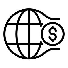 Poster - Money global network icon. Outline money global network vector icon for web design isolated on white background