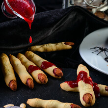 Bloody Sweet Jam Pouring On Cookies Fingers For Halloween Party