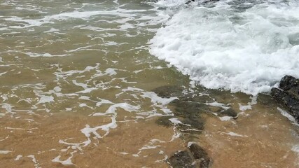 Wall Mural - Slow motion footage of tropical sandy beach under bright sunny day