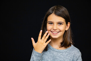 Wall Mural - Beautiful schoolgirl schoolgirl emotion happiness joy sadness surprise close-up