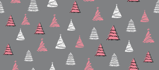 Wall Mural - christmas tree hand drawn illustrations. vector.