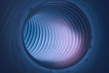 Poster - Beautiful round abstract blue tunnel with color light on a background pattern textured ford design.