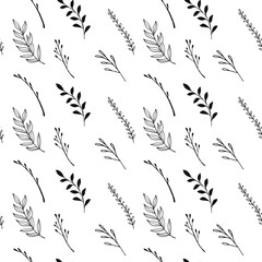 Wall Mural - seamless pattern with branch, leaves. vector