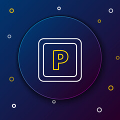 Line Parking icon isolated on blue background. Street road sign. Colorful outline concept. Vector.