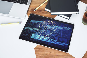 Aufkleber - Creative concept of code skull illustration on modern digital tablet screen. Hacking and phishing concept. Top view. 3D Rendering