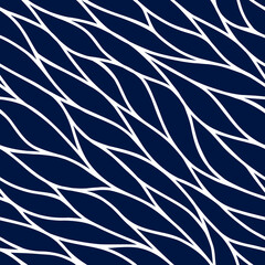 Poster - vector seamless pattern. stylish wavy line. stripes twist on blue background. repeating abstract wav