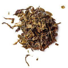 Wall Mural - Heap of Ginseng green tea isolated on white; from above