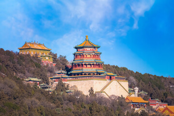 Wall Mural - Tower of Buddhist Incense (Foxiangge) at The Summer Palace in Beijing, China