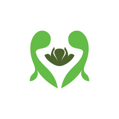 Poster - Love leaf natural logo design vector