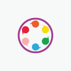 Canvas Print - Circle with multiple color drop logo design vector