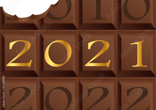 Carte De Vœux 21 Avec Une Tablette De Chocolat Au Lait En Partie Croquee Pour Symboliser Le Plaisir Et La Gourmandise Compre Este Vetor E Explore Vetores Semelhantes No Adobe Stock
