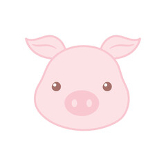 Poster - cute pig face cartoon animal color design