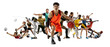 canvas print picture Sport collage of professional athletes or players on white background, flyer. Made of different photos of 13 models. Concept of motion, action, power, target and achievements, healthy, active