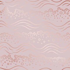 Poster - abstract waves seamless pattern. soap bubbles. rose gold waves. pink background. wavy line with bubb