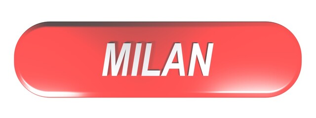 Poster - MILAN red rounded rectangle push button - 3D rendering illustration