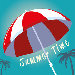 Sticker - summer vacation travel, umbrella beach palms