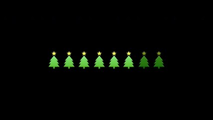 Wall Mural - christmas trees and stars with christmas loading text, isolated on a transparent background