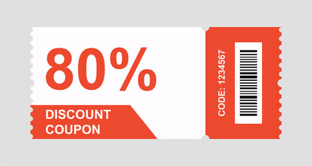 Vector discount coupon flyer sticker or banner with barcode