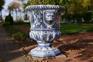 Ancient vase in the summer garden