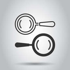 Fototapete - Loupe sign icon in flat style. Magnifier vector illustration on white isolated background. Search business concept.