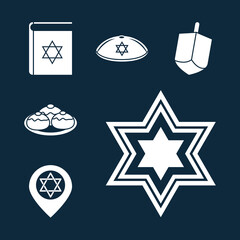 Sticker - hanukkah, jewish traditional ceremony silhouette icons set