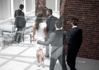 Wall Mural - background image.group of employees, late for work