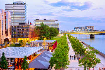 Wall Mural - Rheinboulevard riverside walk in Cologne city, Germany