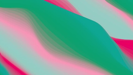 Poster - Looped animation. Abstract colorful wavy background in bright green, red and pink colors. Modern colorful wallpaper. 3d rendering.