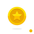 Gold game coin. Coin icon. Gold medal. Coin with the star. Graphic user interface design element. Gold star. Game coin. Money symbol. Game elements. Bank payment symbol. Game purchases. Financial 